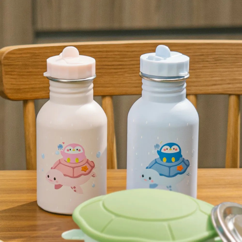 【KOM】★ 海洋歷險趣-兒童隨身瓶350ml(附背帶)